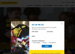 How stanleyblackanddecker.com looks like on a tablet such as an iPad.