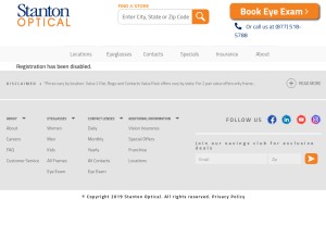 How stantonoptical.com looks like on a tablet such as an iPad.