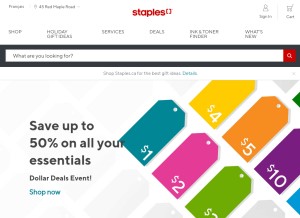 How staples.ca looks like on a tablet such as an iPad.