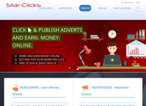 How star-click.net looks like on a tablet such as an iPad.