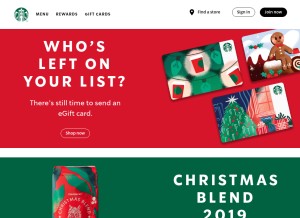 How starbucks.ca looks like on a tablet such as an iPad.