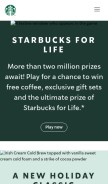 How starbucks.com looks like on a mobile device such as an iPhone.