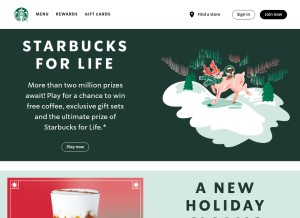 How starbucks.com looks like on a tablet such as an iPad.
