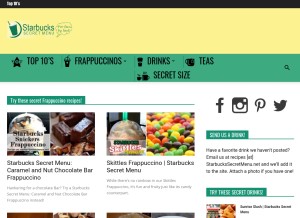How starbuckssecretmenu.net looks like on a tablet such as an iPad.