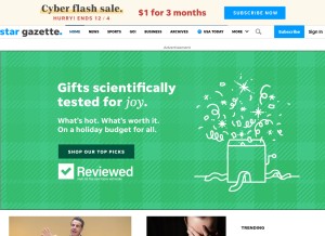 How stargazette.com looks like on a tablet such as an iPad.