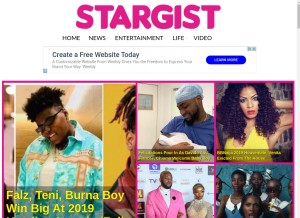 How stargist.com looks like on a tablet such as an iPad.