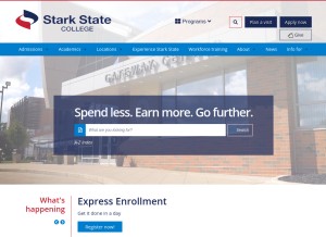 How starkstate.edu looks like on a tablet such as an iPad.