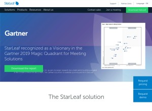 How starleaf.com looks like on a tablet such as an iPad.