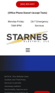 How starneselectricllc.com looks like on a mobile device such as an iPhone.