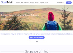 How startmail.com looks like on a tablet such as an iPad.