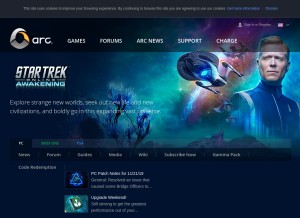 How startrekonline.com looks like on a tablet such as an iPad.