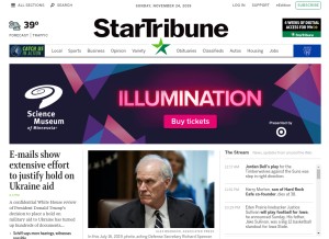 How startribune.com looks like on a tablet such as an iPad.