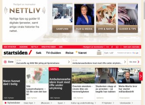 How startsiden.no looks like on a tablet such as an iPad.