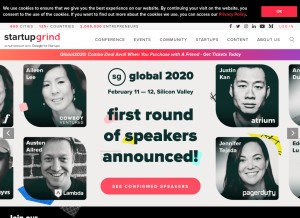 How startupgrind.com looks like on a tablet such as an iPad.