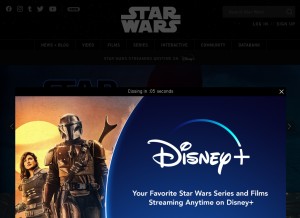 How starwars.com looks like on a tablet such as an iPad.