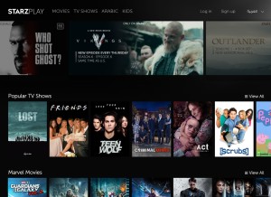How starzplay.com looks like on a tablet such as an iPad.