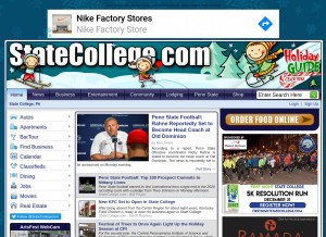 How statecollege.com looks like on a tablet such as an iPad.