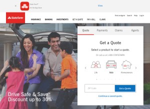 How statefarm.com looks like on a tablet such as an iPad.