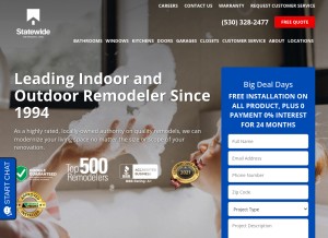 How statewideremodeling.com looks like on a tablet such as an iPad.