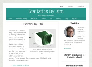 How statisticsbyjim.com looks like on a tablet such as an iPad.