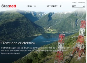 How statnett.no looks like on a tablet such as an iPad.