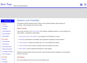How stattrek.com looks like on a tablet such as an iPad.