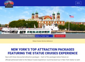 How statuecruises.com looks like on a tablet such as an iPad.