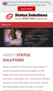 How statussolutions.com looks like on a mobile device such as an iPhone.