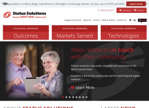 How statussolutions.com looks like on a tablet such as an iPad.