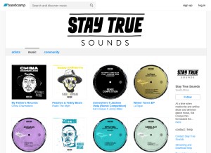 How staytruesounds.bandcamp.com looks like on a tablet such as an iPad.