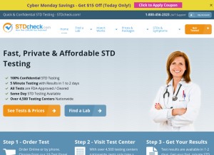 How stdcheck.com looks like on a tablet such as an iPad.