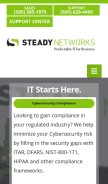 How steadynetworks.com looks like on a mobile device such as an iPhone.
