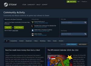How steamcommunity.com looks like on a tablet such as an iPad.