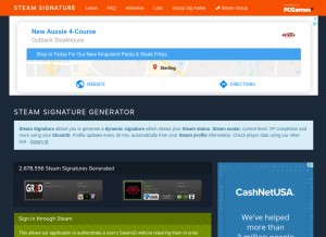 How steamsignature.com looks like on a tablet such as an iPad.