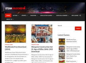 How steamsunlocked.com looks like on a tablet such as an iPad.