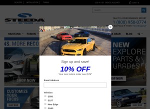 How steeda.com looks like on a tablet such as an iPad.