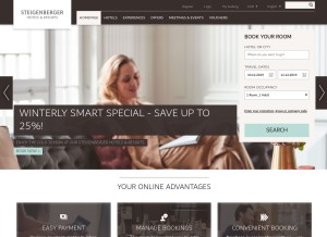 How steigenberger.com looks like on a tablet such as an iPad.