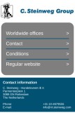 How steinweg.com looks like on a mobile device such as an iPhone.