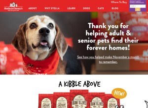 How stellaandchewys.com looks like on a tablet such as an iPad.