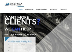 How stellarseo.com looks like on a tablet such as an iPad.