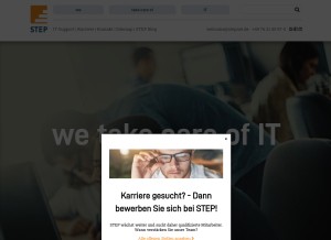 How stepnet.de looks like on a tablet such as an iPad.