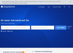 How stepstone.de looks like on a tablet such as an iPad.