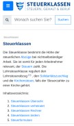 How steuerklassen.com looks like on a mobile device such as an iPhone.