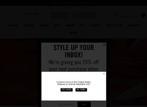 How stevemadden.ca looks like on a tablet such as an iPad.