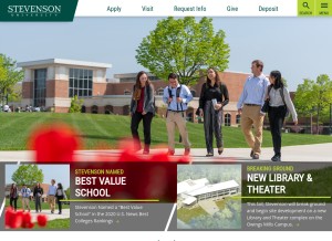 How stevenson.edu looks like on a tablet such as an iPad.