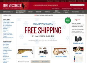 How steveweissmusic.com looks like on a tablet such as an iPad.