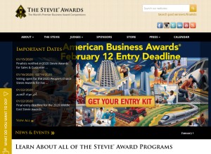 How stevieawards.com looks like on a tablet such as an iPad.