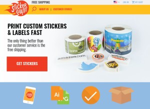 How stickergiant.com looks like on a tablet such as an iPad.