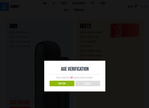 How sticks7.com looks like on a tablet such as an iPad.