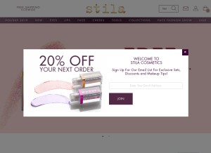 How stilacosmetics.com looks like on a tablet such as an iPad.